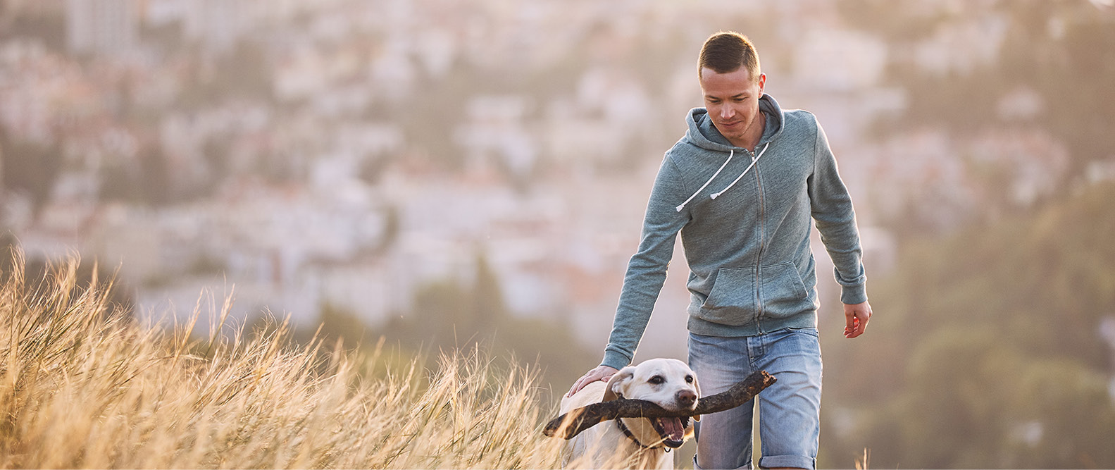 A man with his dog